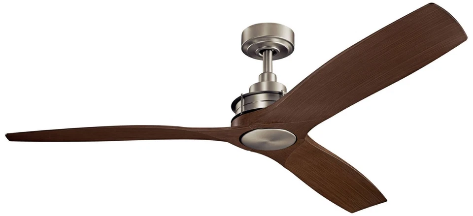 56" Kichler Ried Brushed Nickel Walnut Ceiling Fan with Wall Control - Image 1 of 1