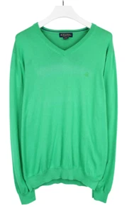 BROOKS BROTHERS Jumper Men's XL Green V-Neck Logo Long Sleeve 100% Cotton - Picture 1 of 12