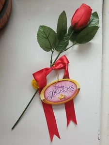 LONG STEM RED ROSE Disney On Ice Beauty And The Beast With Tags and Ribbon - Picture 1 of 14