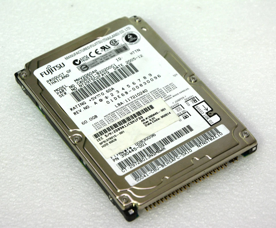 60GB 2.5" 6.35 cm Notebook Harddisc Fujitsu MHV2060AH Hard Diskdrive F128 - Image 1 of 1