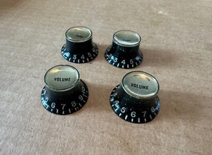 Gibson Vintage Black Reflector Knobs Gold Inserts Les Paul ES SG 1960’s 1970’s - Picture 1 of 6