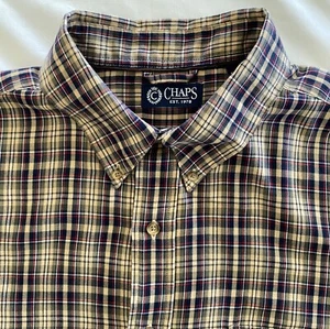 Chaps Men Shirt Plaid Long Sleeve Button Front Casual Multicolor Regular Size XL - Picture 1 of 5