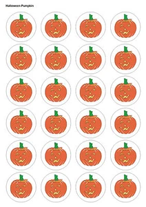 24X PRECUT HALLOWEEN PARTY PUMPKIN EDIBLE WAFER PAPER CUPCAKE, CAKE TOPPERS 1429 - Picture 1 of 1