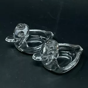 Duncan Miller Klarglas Ente Aschenbecher Schale Kerzenhalter Set x2 - Vintage - Bild 1 von 10