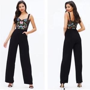 Nuevo con etiquetas Vestido The Population Bordado Negro Pantalón Crepé Cintura Ajustada Romy Talla L - Imagen 1 de 16