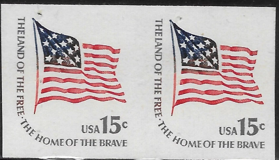 1618Cd 15 cent Flag Imperf Coil Error Pair - Image 1 of 1