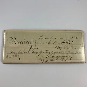 Antique 1896 School Tax Receipt Probably From Christian County Kentucky - Picture 1 of 4