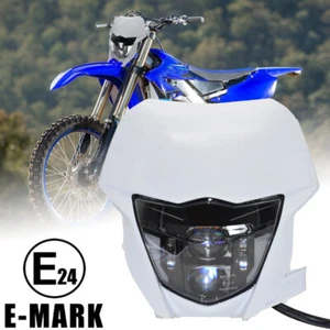 LED Headlight w/white Mask For Yamaha WR450F WR250F Enduro Supermoto Dirt Bike - Picture 1 of 15