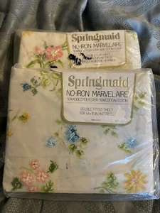 Vintage Springmaid Marvelaire Spring Sampler Doppel Laken Set flach & tailliert Neu aus altem Lagerbestand - Bild 1 von 7