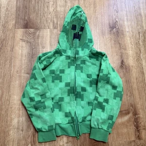 MAD ENGINE Minecraft Creeper full zip mask hoodie sweatshirt YOUTH Small Tag - Picture 1 of 8