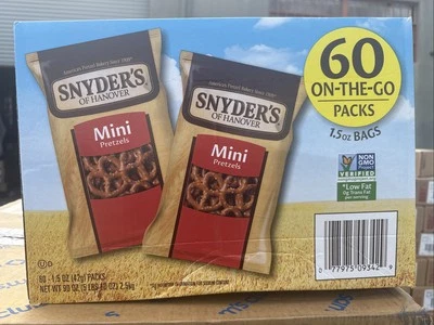 Snyder's Mini Pretzels – Crunchy Snack Packs, 1.5 oz, 60 Count Check BB! - Image 1 of 2