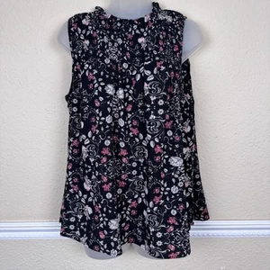 Blusa Campesina Floral Negra Mediana Knox Rosa Top Blusa Sin Mangas - Imagen 1 de 9