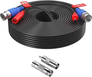 New 60ft BNC Video Power Cable 2in1 CCTV Camera Extension Cord Fast Shipping - Picture 1 of 9