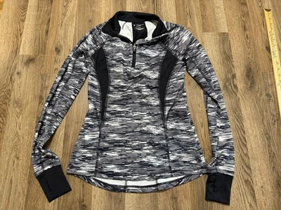 Camisa Tek Gear, Feminina XS, Cinza Preto Branco Camuflagem Manga Longa 1/4 Zíper - Imagem 1 de 4