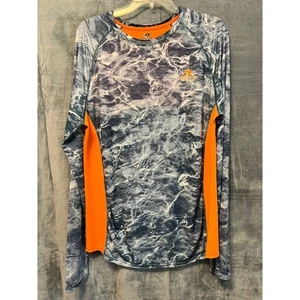 Mossy Oak Fishing Long Sleeve Performance Shirt Mens Large Blue Orange - Picture 1 of 5