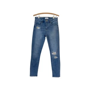 LOFT Modern Skinny Jeans Size 27 Ripped Distressed Denim Blue Wash - Picture 1 of 8