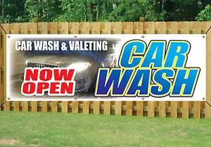 HAND CAR WASH & VALETING NOW OPEN BANNER SIGN outdoor waterproof with Eyelets - Picture 1 of 1