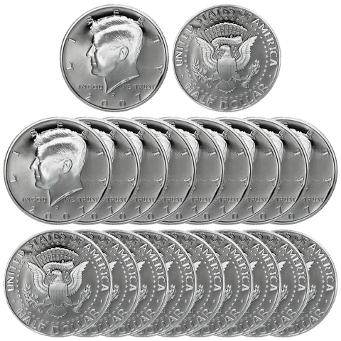 2007 S Kennedy Half Dollar Roll Gem Deep Cameo 90% Silver Proof 20 US Coins Cover