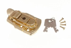 New Locking Case Catch Latch EB Brass Plated With 2 Keys 72mm X 45mm - Onestopdi - Picture 1 of 1