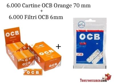 6.000 Cartine OCB Orange 70 mm + 6.000 Filtri OCB 6mm - Imagen 1 de 4