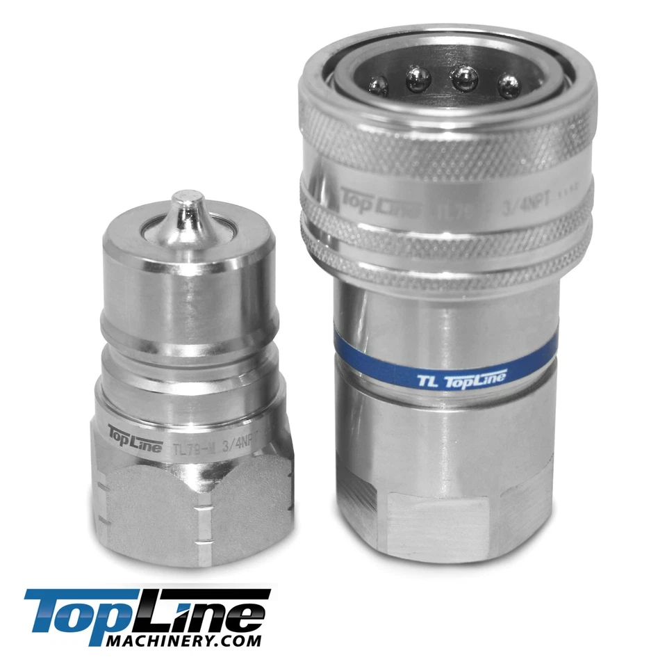TL TOPLINE 3/4″ NPT ISO 7241-A Quick Disconnect Hydraulic Coupler Set Poppet Valve (TL79)