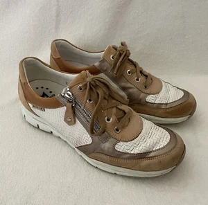 Mephisto Runoff Women Sneakers Size 9.5 Brown Genuine Leather Woven Look Outdoor - Picture 1 of 8