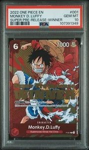 MONKEY D. LUFFY SUPER PRE-LANZAMIENTO-GANADOR PSA 10 One Piece Graduado Inglés Promo - Imagen 1 de 2