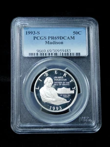 1993-S 50c Madison Commemorative Silver Half Dollar - PCGS PR69DCAM - Picture 1 of 4