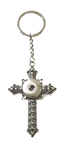CROSS 5" KEYCHAIN 18mm/20mm  FOR GINGER SNAP BUTTON INTERCHANGEABLE JEWELRY