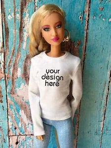 Bouutique Base Custom Print Thin Crew-neck T-shirt for Doll 1/6, 11.5 Inch - Picture 1 of 23