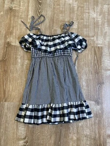 RAMPAGE Off the Shoulder Sonnenkleid kurz schwarz weiß kariert Gingham M NEU mit Etikett - Bild 1 von 8