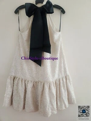 Vestido H&M com lantejoulas Bow-back creme tamanho GG novo com etiquetas - Imagem 1 de 4