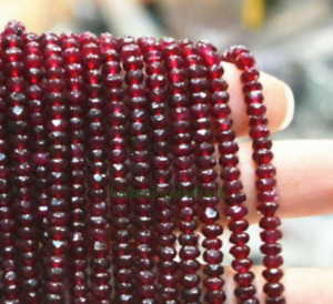 New Natural 2x4MM Red Garnet Abacus Faceted Bead Gemstone Loose Beads 15"