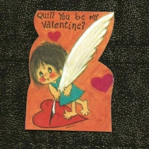 PLUMA DE PLUMAS DE San Valentín sin firmar de colección; pluma You Be My Valentine PUZZLE en la parte posterior - Imagen 1 de 2