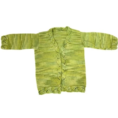 Cárdigan verde de encaje elegante de lana para niñas talla 5 Foto 1 de 4
