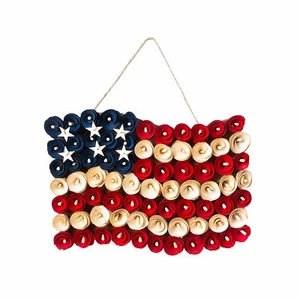 Flag Shaped Wreath, Patriotic, Front Door, Home Decor, 1 Piece - Picture 1 of 1