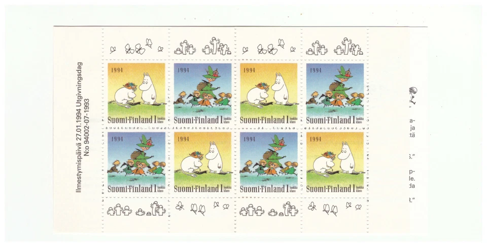 FINLANDIA SC.932a 1994 MOOMIN PERSONAJES MNH COMP. BKLT. BLKPG12 Foto 1 de 1