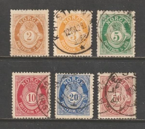 Norway, 1893-1908, Scott #s 48 | 57, Used, 6 Different, Post Horn - Picture 1 of 2