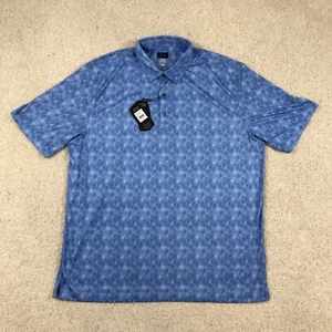 Greg Norman Polo Golf Shirt Mens XL All Over Print Branches Blue - Picture 1 of 7