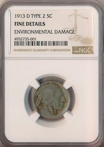 1913-D TYPE 2 BUFFALO NICKEL **NGC CERTIFIED FINE DETAILS** FREE SHIPPING!! - Picture 1 of 2