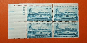 1959 Arctic Exploration 50th Anniversary 4 Cent U.S. Block of 4 Stamps (No. 4)  - Picture 1 of 1