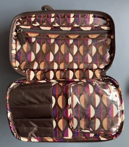 Vera Bradley Brush Makeup Case Expresso Iconic Brown Toiletry Bag Quilted NEW - Picture 1 of 16