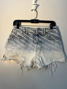 Alexander Wang bite high waist denim shorts with logo wave 26 - Picture 1 of 3