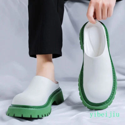 Men's Spring Summer Slippers Dress Formal Leather Shoes Mules Slingback Platform - Image 1 of 4