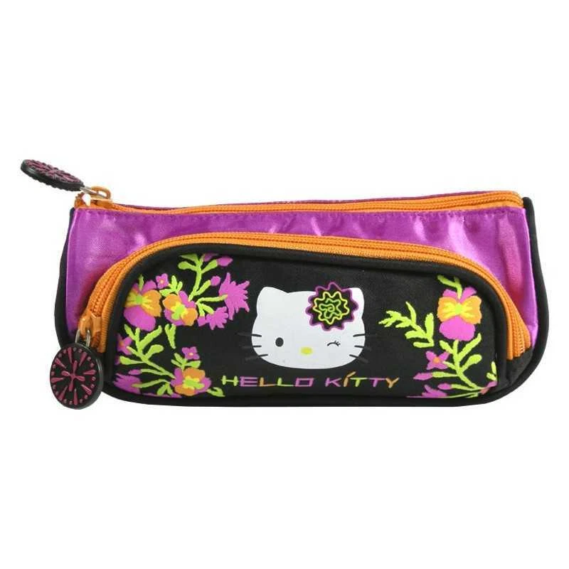 Hello Kitty Raso Doppio Scomparto Matita Case / Make-Up Borsa - Immagine 1 di 1