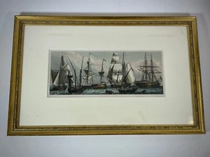 Antiguo grabado puerto marítimo barcos mar navegación 6 veleros antiguos - Imagen 1 de 7