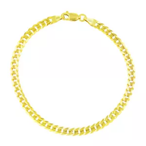 10K Yellow Gold Solid 4mm Concave Curb Cuban Chain Italian Mens Bracelet 8.5" - Picture 1 of 12