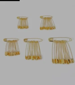50 pcs 1.2/ 30mm Long Gold Color Safety Pins Crafting , Sewing, Repairs - Picture 1 of 4