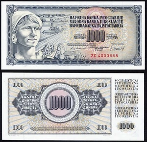 Yugoslavia 1000 dinara 1981.11.04. Woman Fruit P92d Prefix ZC Replacement UNC #1 - Picture 1 of 9