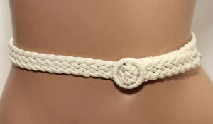 Cinturón JOE Trenzado Ajustado Blanco Correas - Talla S/M - 39" Largo - Imagen 1 de 7